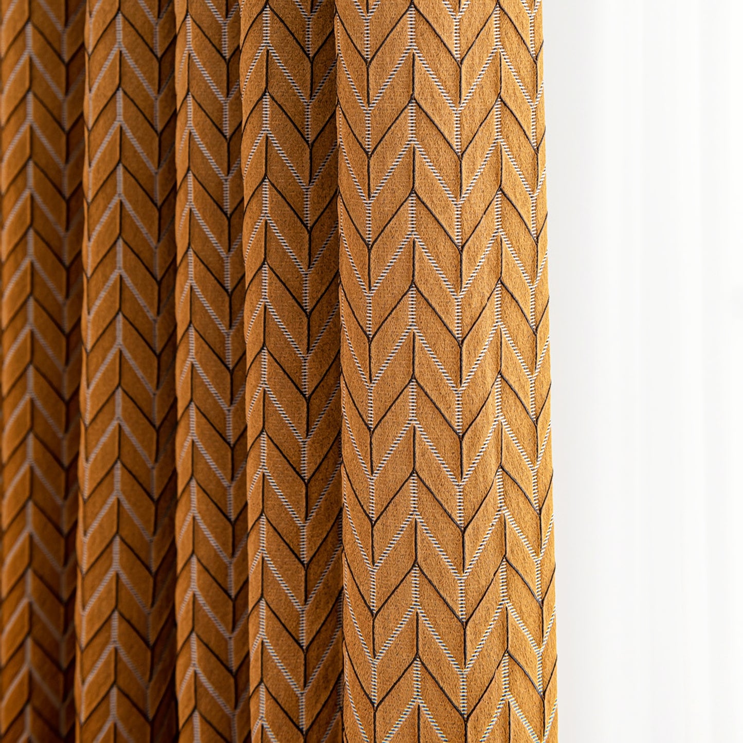 Pair of Bohemian Gold Yellow Jacquard Curtain Panel Bedroom/Living Room Curtains Custom Curtains Window Panel Drapes Custom Any Size Curtain