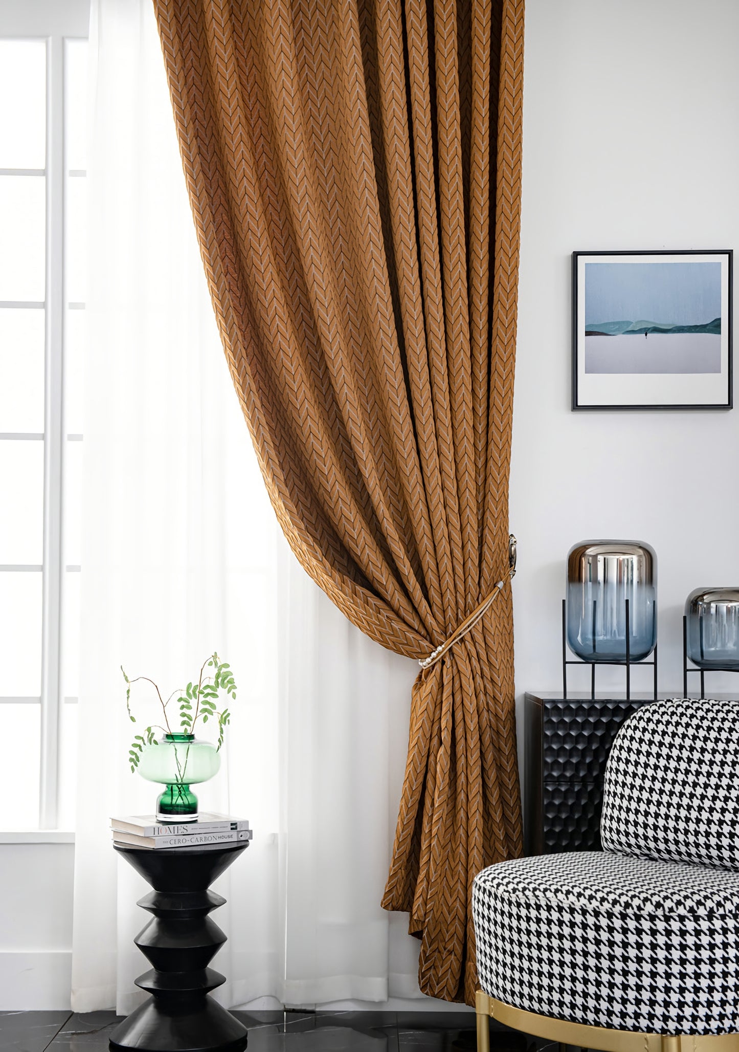 Pair of Bohemian Gold Yellow Jacquard Curtain Panel Bedroom/Living Room Curtains Custom Curtains Window Panel Drapes Custom Any Size Curtain