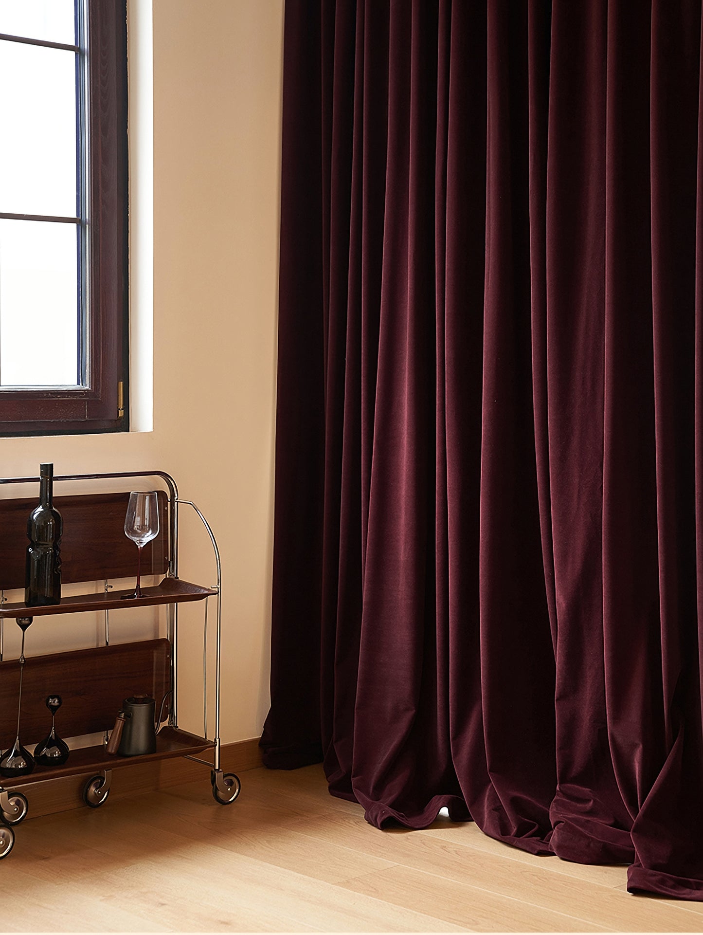 Pair of Jujube red Velvet Curtain/ panel, Dark red Bedroom Velvet Curtains, Living Room Velvet drapes, Waltz Red Extra Long Custom Curtains