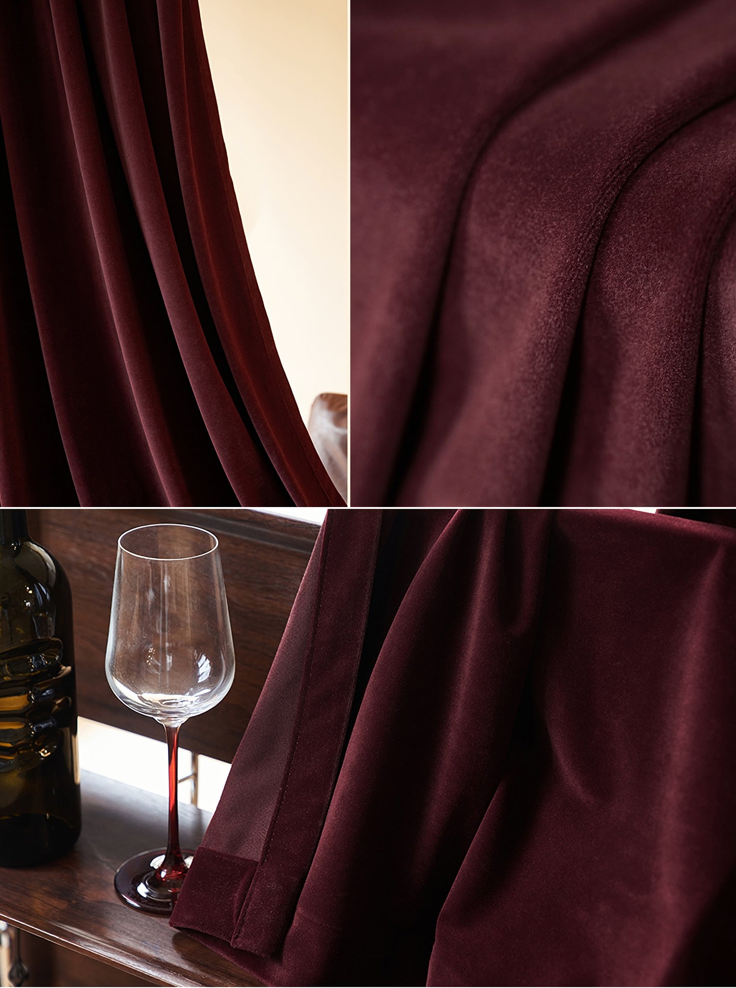 Pair of Jujube red Velvet Curtain/ panel, Dark red Bedroom Velvet Curtains, Living Room Velvet drapes, Waltz Red Extra Long Custom Curtains