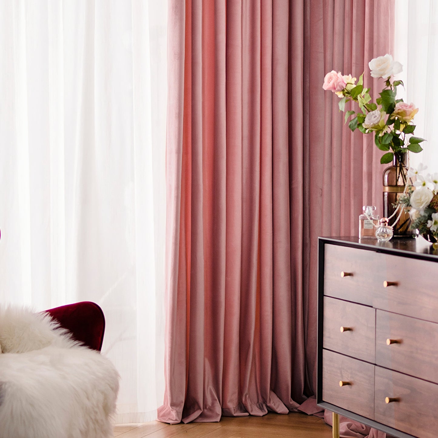 Pair of Blush Pink Luxury Velvet Curtains, Bedroom/ Living of Room Curtain, Dusty Rose Window Curtain Panel Custom Any Size Drapery Panels