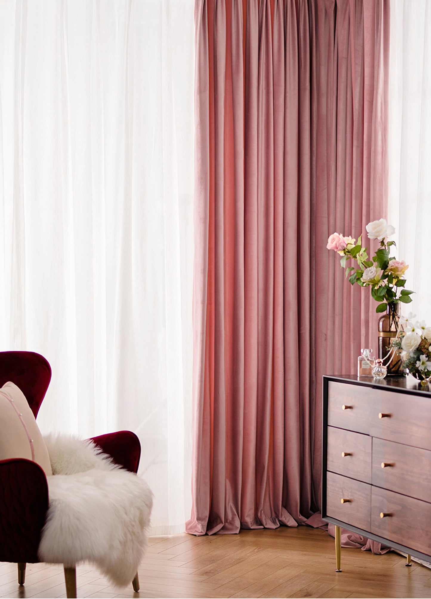 Pair of Blush Pink Luxury Velvet Curtains, Bedroom/ Living of Room Curtain, Dusty Rose Window Curtain Panel Custom Any Size Drapery Panels