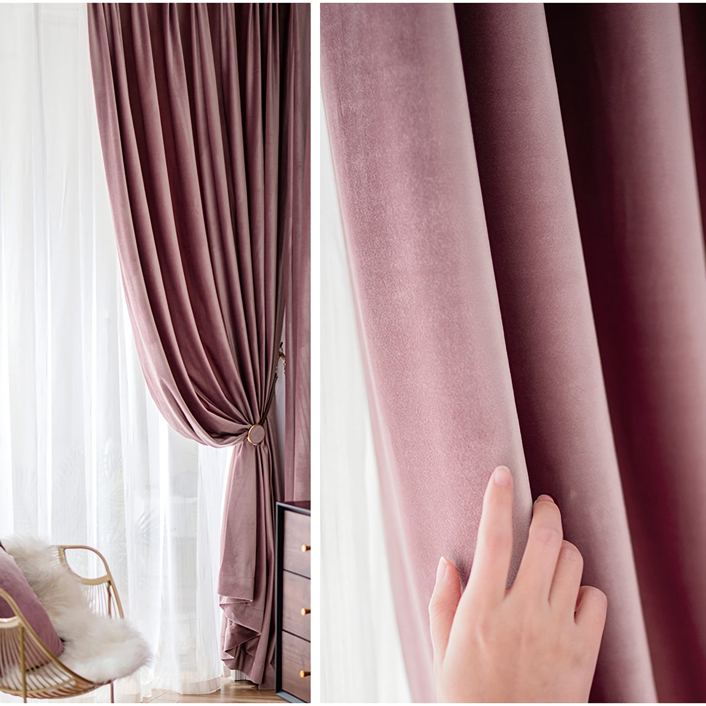 Pair of Blush Pink Luxury Velvet Curtains, Bedroom/ Living of Room Curtain, Dusty Rose Window Curtain Panel Custom Any Size Drapery Panels