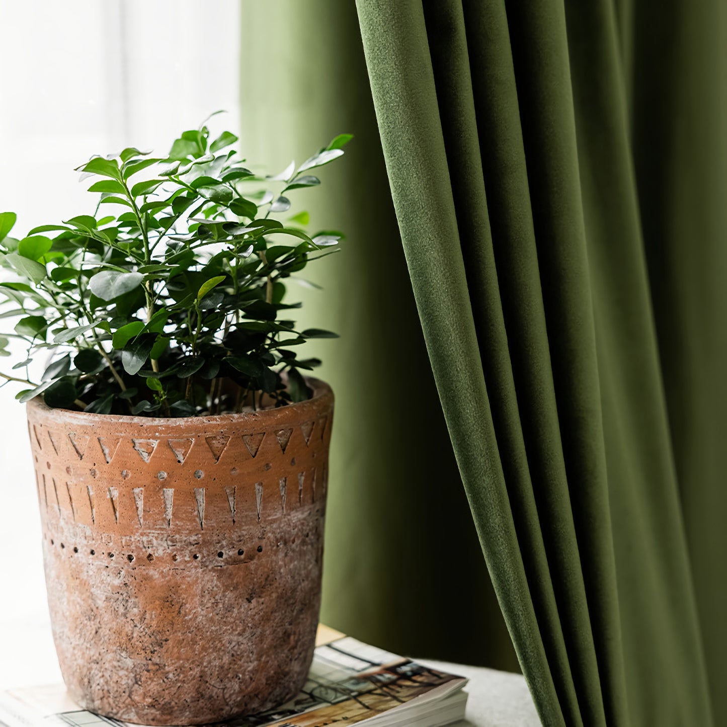 Pair of  Grass green Curtain Panels/Drapes /Window, Velvet Look Drapes for living room, Rod Pocket or Grommet/Eyelet heading, Custom Curtain