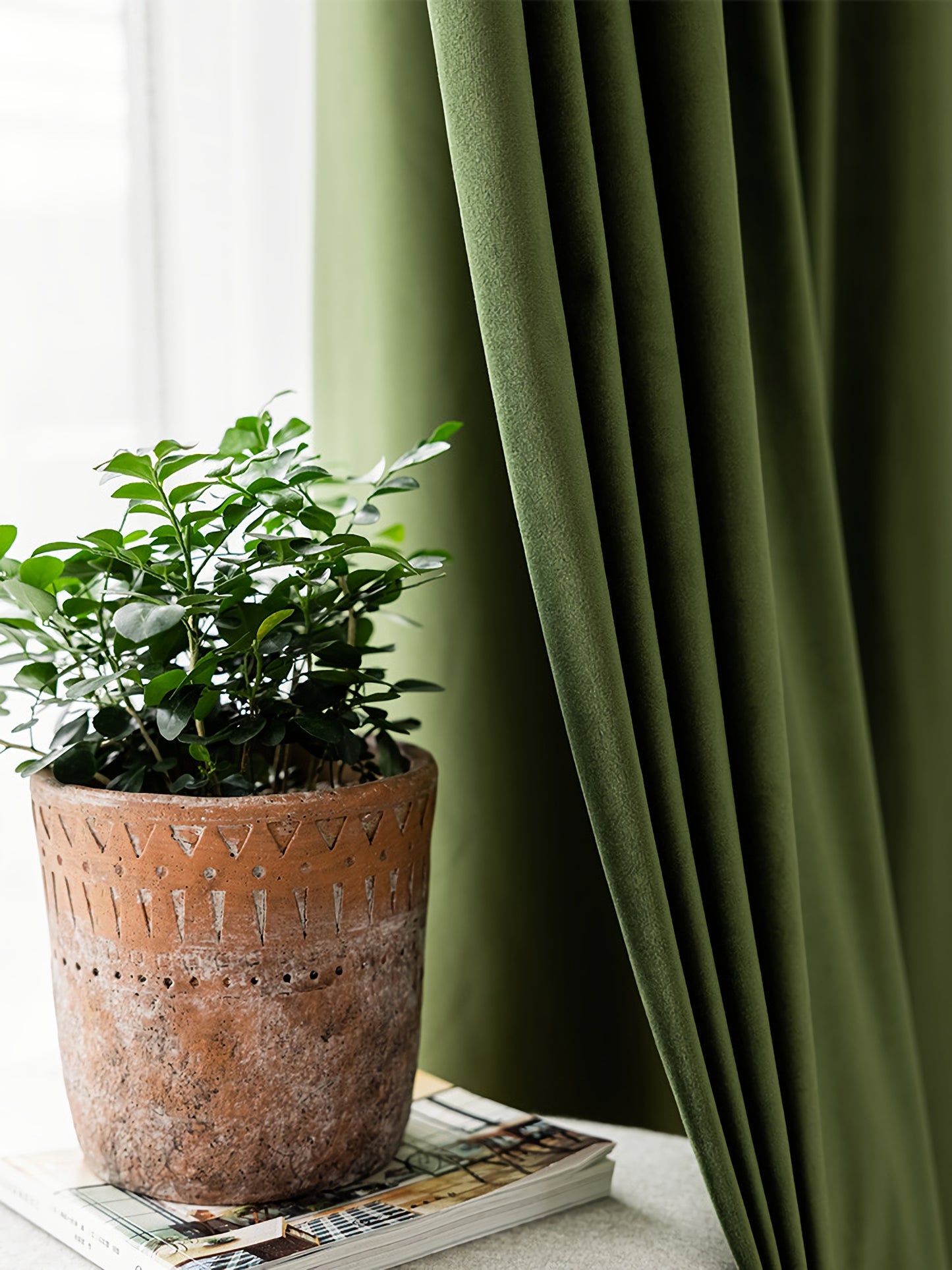 Pair of  Grass green Curtain Panels/Drapes /Window, Velvet Look Drapes for living room, Rod Pocket or Grommet/Eyelet heading, Custom Curtain