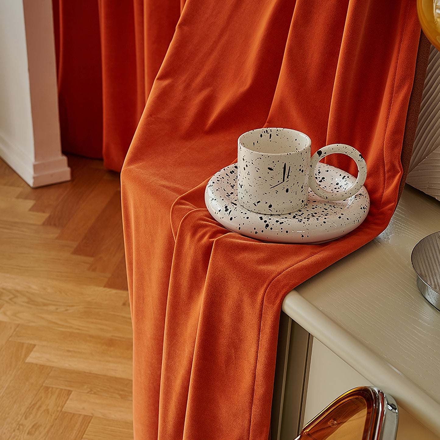Pair of Bright orange Luxury Velvet Curtains, Grommet Window Curtain Drapes, Bedroom/Curtains for living room, Custom Extra-long panels