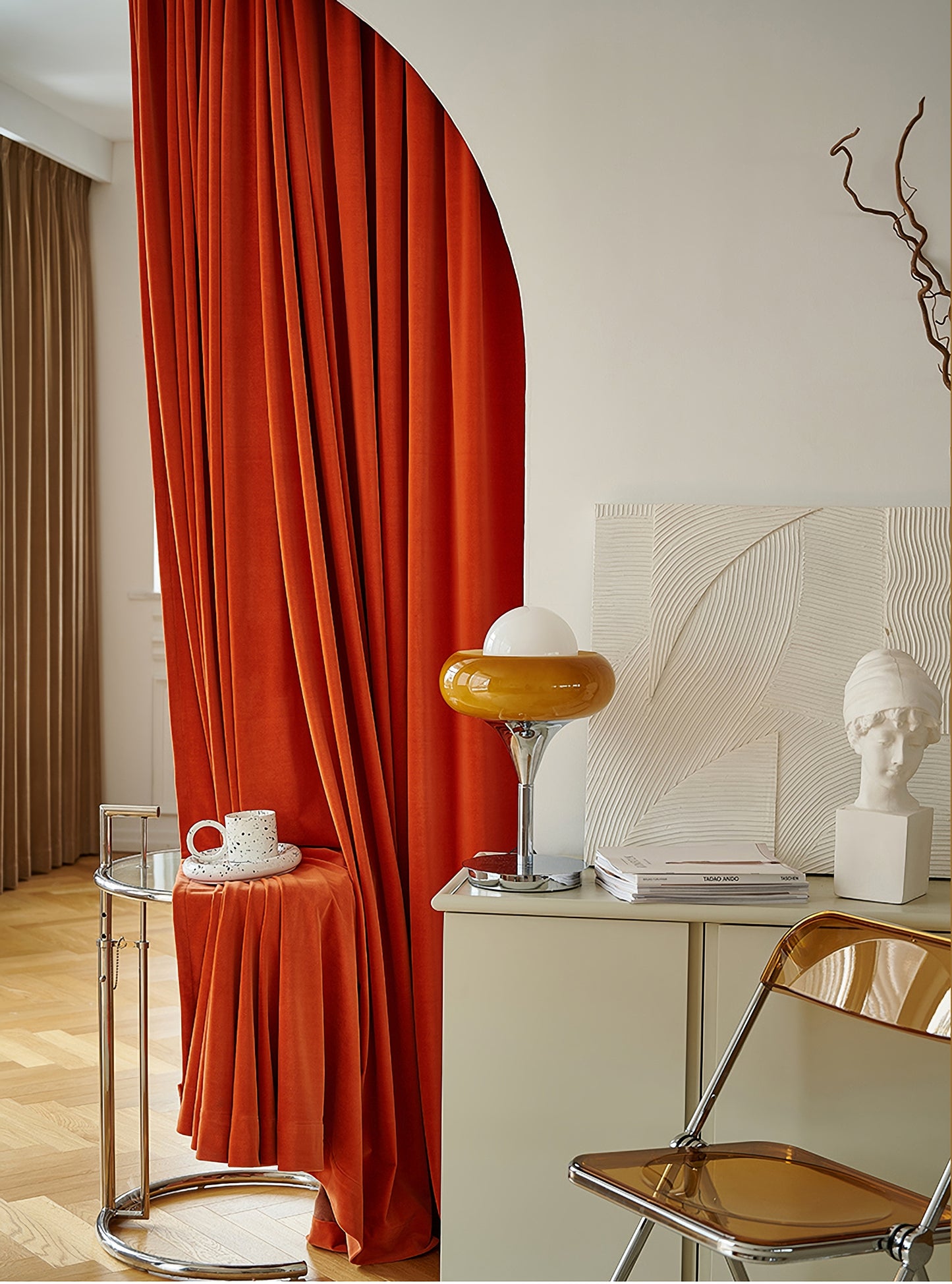 Pair of Bright orange Luxury Velvet Curtains, Grommet Window Curtain Drapes, Bedroom/Curtains for living room, Custom Extra-long panels