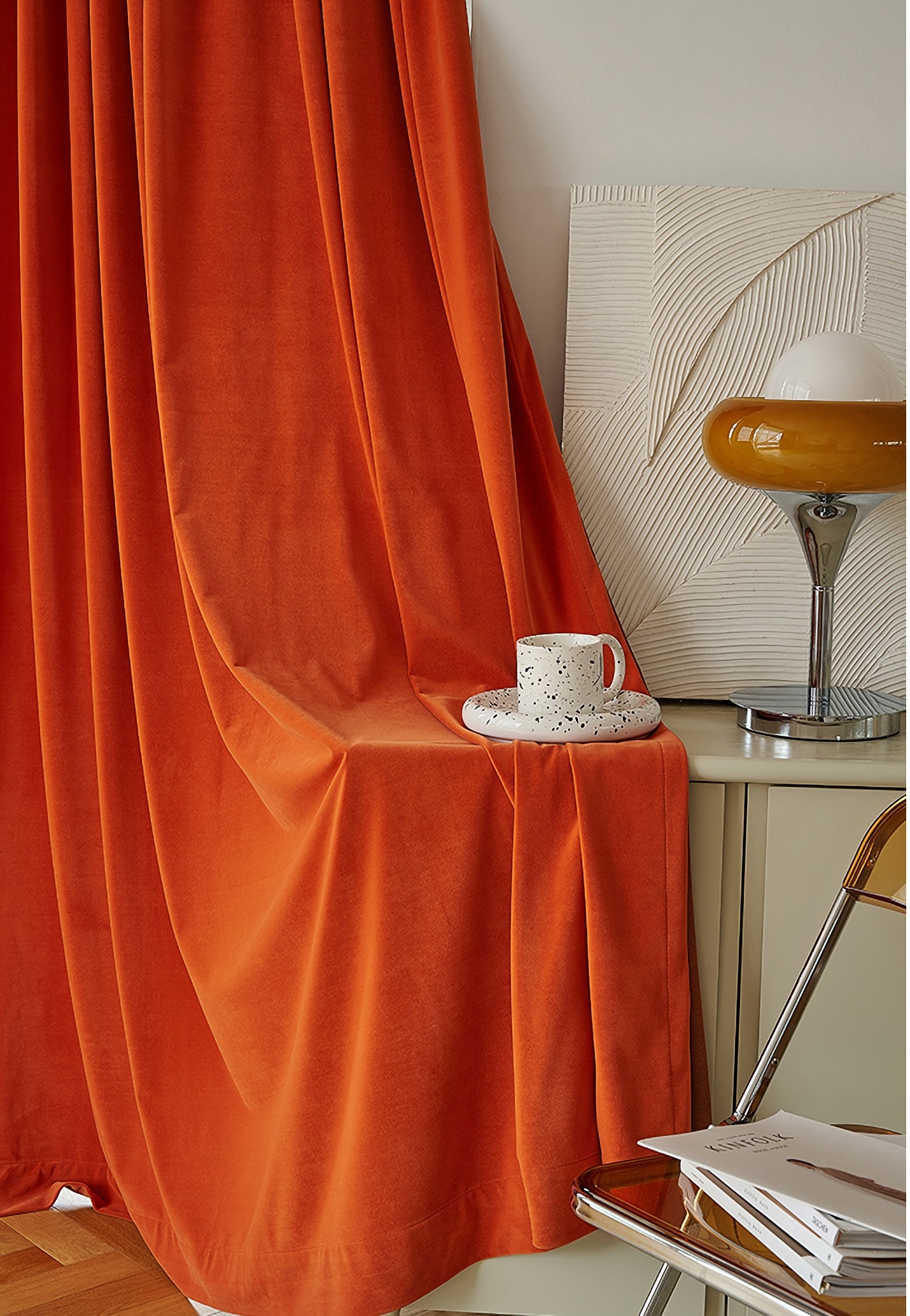 Pair of Bright orange Luxury Velvet Curtains, Grommet Window Curtain Drapes, Bedroom/Curtains for living room, Custom Extra-long panels