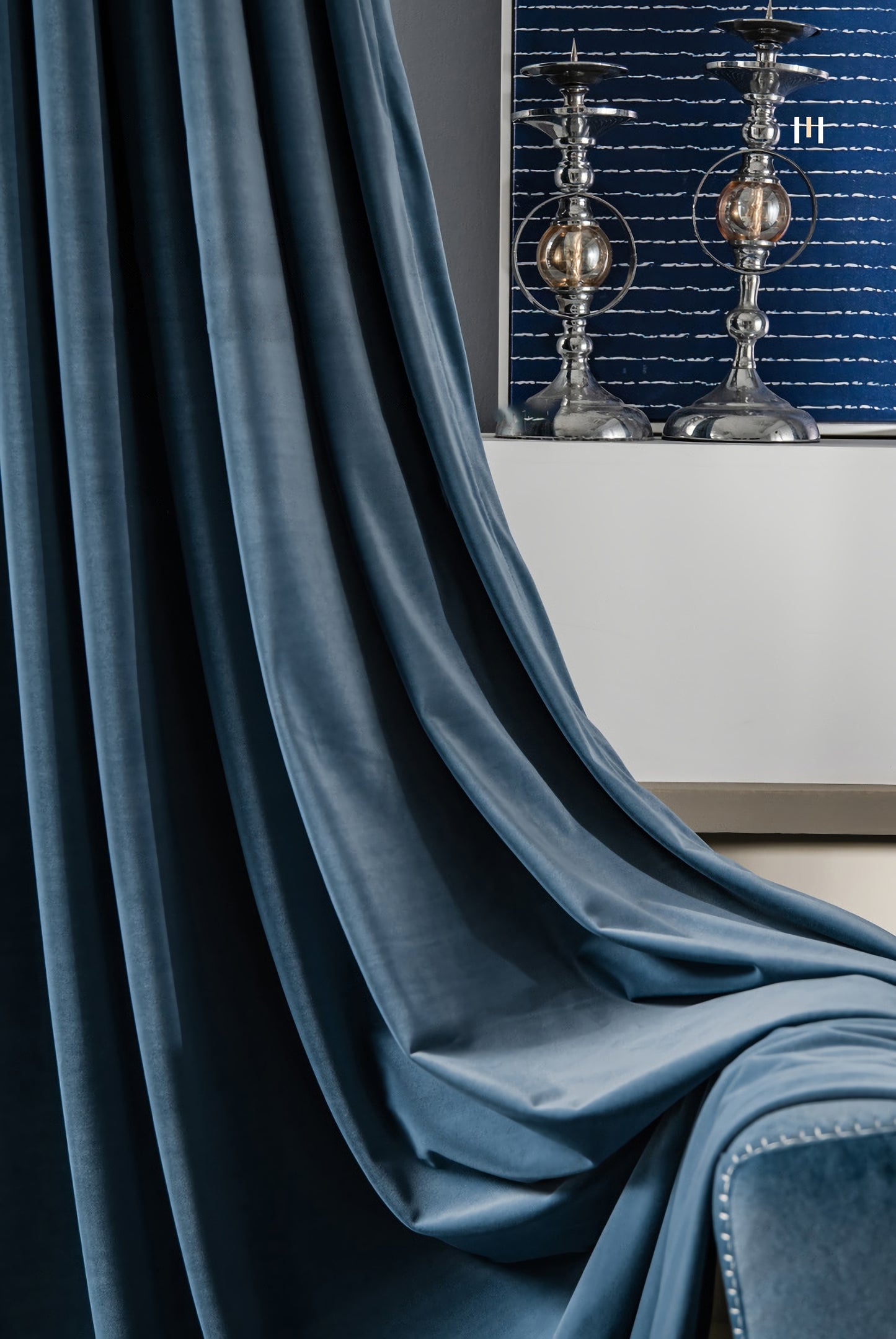 A Pair of Custom Peacock Blue Velvet Curtain Panels - Look Drapes with Rod Pocket or Grommet for Living Room Windows, Elegant Home Decor