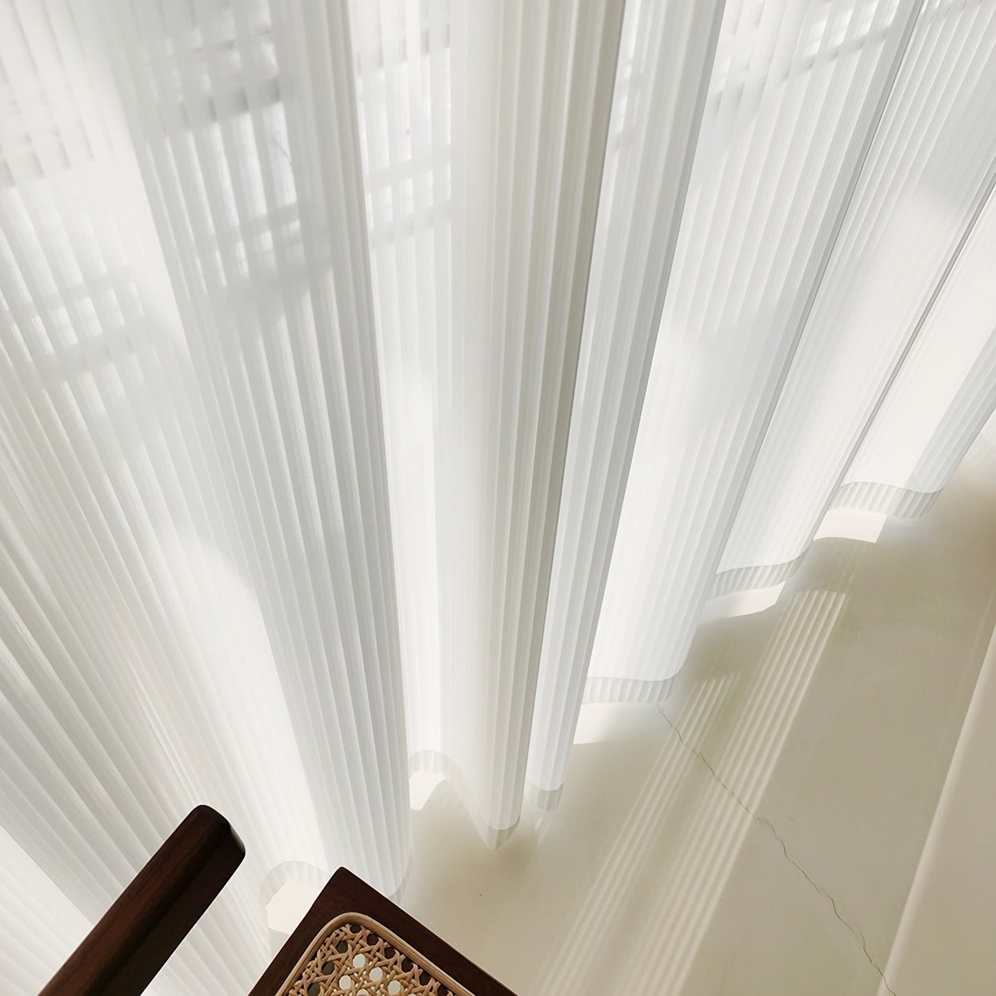 Pair of White Curtain, Striped venetian blind Yarn Sheer Voile Curtain Panel Bedroom/for Living Room Curtain ,Custom Size Sheer Panels