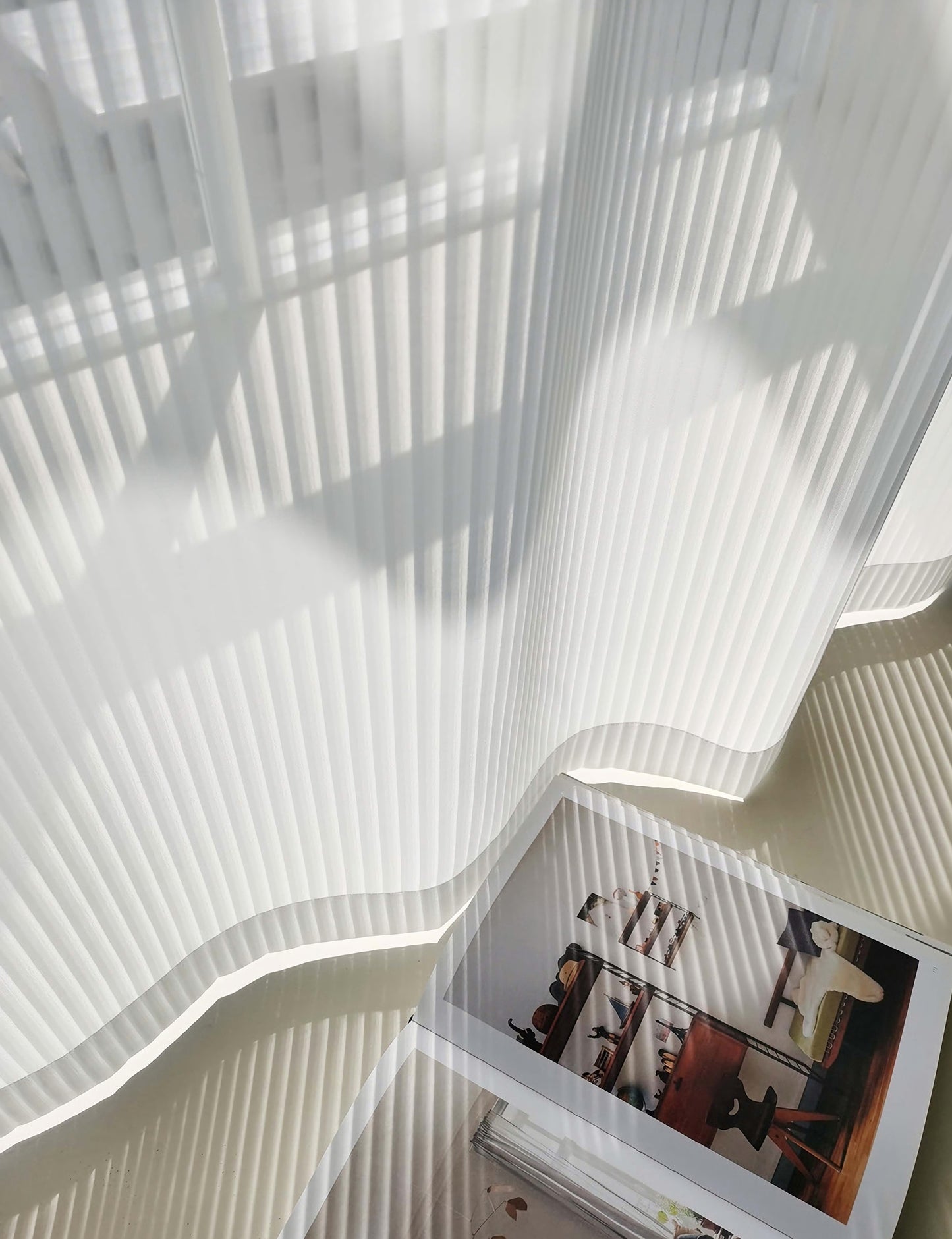 Pair of White Curtain, Striped venetian blind Yarn Sheer Voile Curtain Panel Bedroom/for Living Room Curtain ,Custom Size Sheer Panels