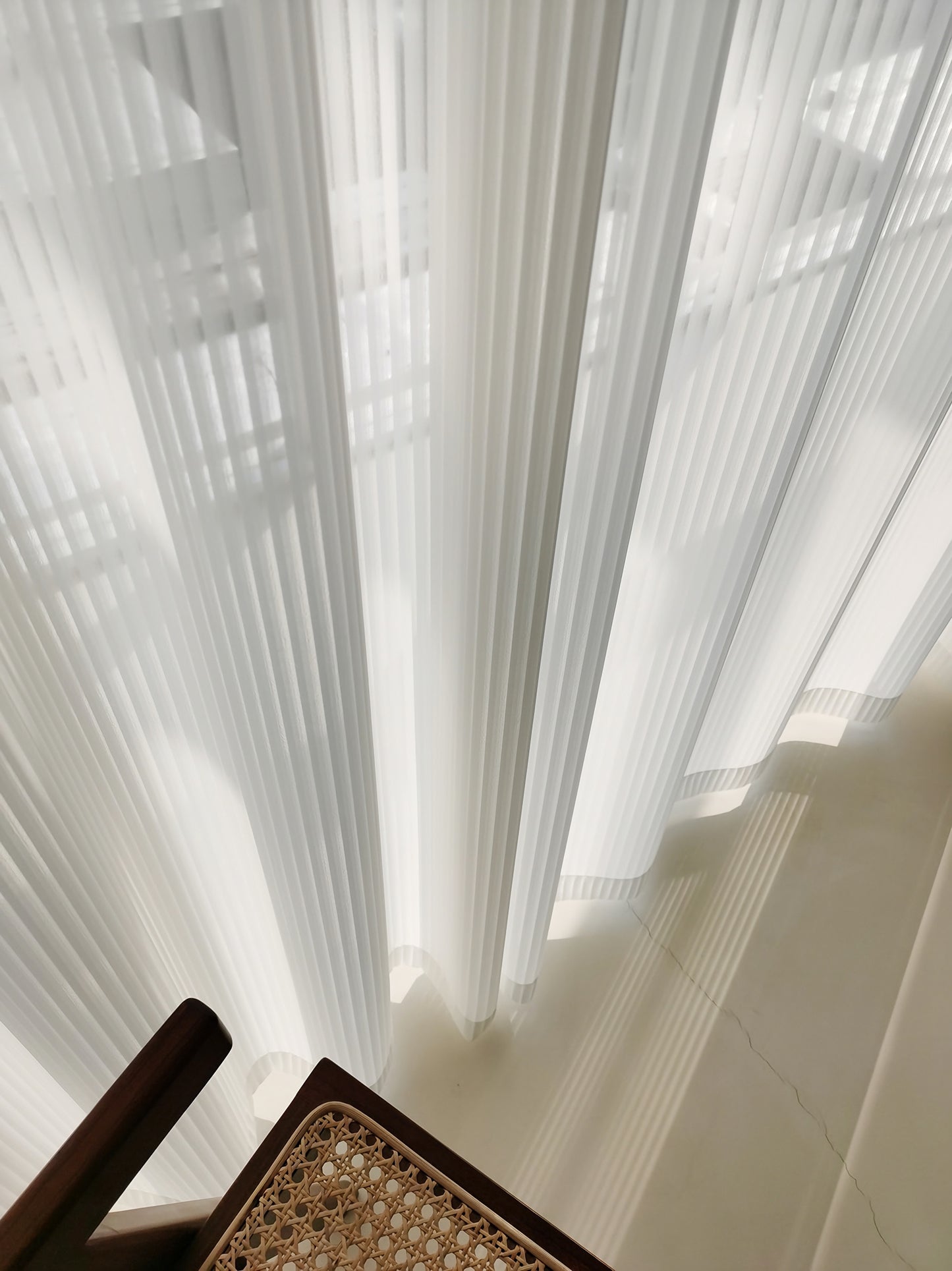 Pair of White Curtain, Striped venetian blind Yarn Sheer Voile Curtain Panel Bedroom/for Living Room Curtain ,Custom Size Sheer Panels