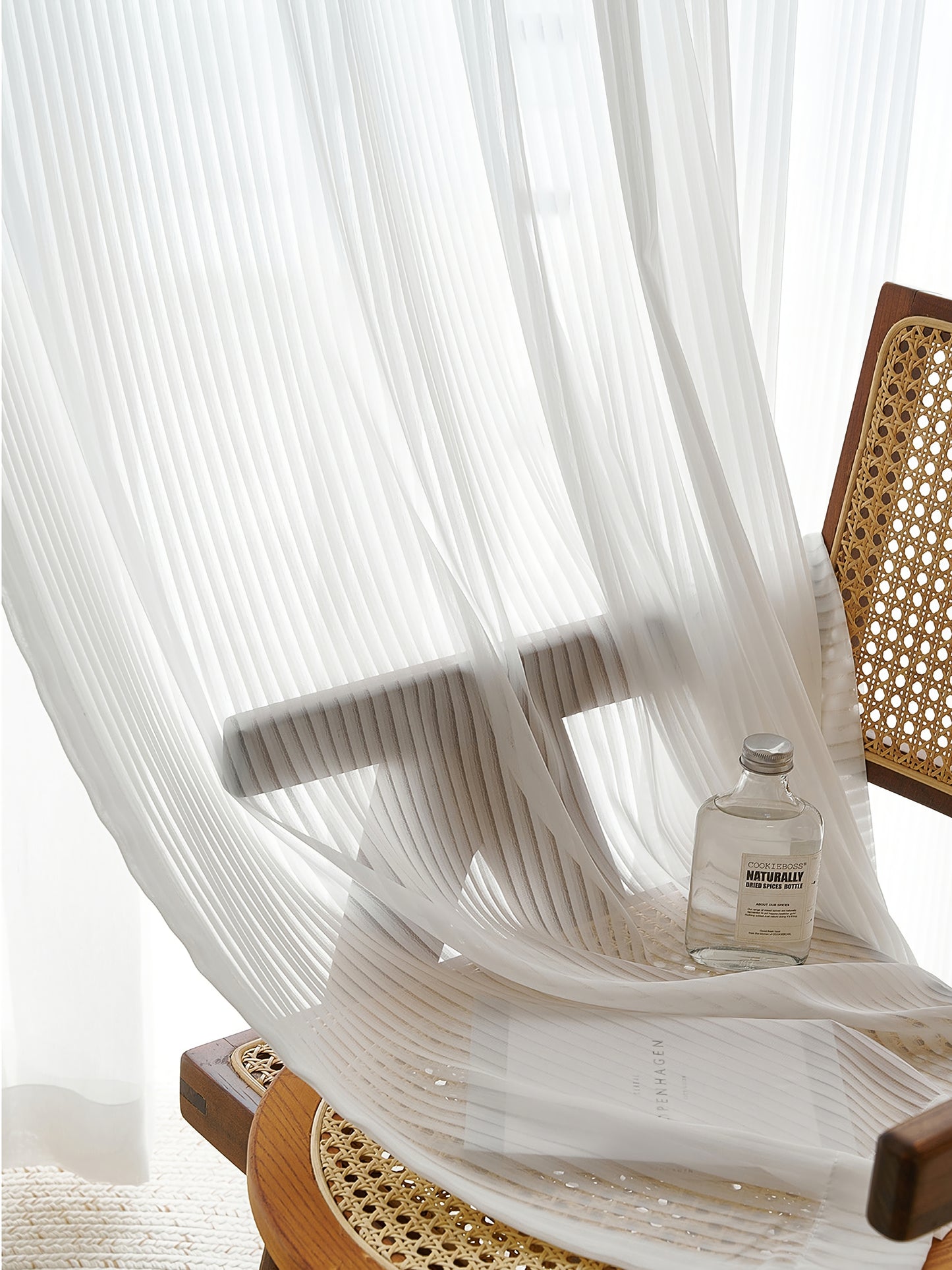 Pair of White Curtain, Striped venetian blind Yarn Sheer Voile Curtain Panel Bedroom/for Living Room Curtain ,Custom Size Sheer Panels