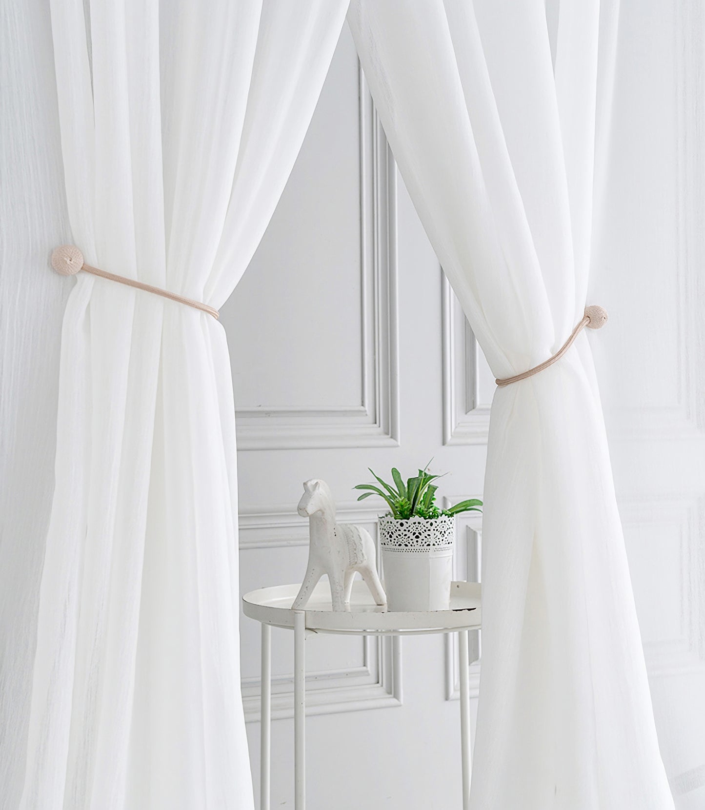 Set of 2 Panels White Soft Sheer curtain Panels, ANY SIZE - Double-layer voile curtain Window Curtains Custom Sheer Curtains Made To Order
