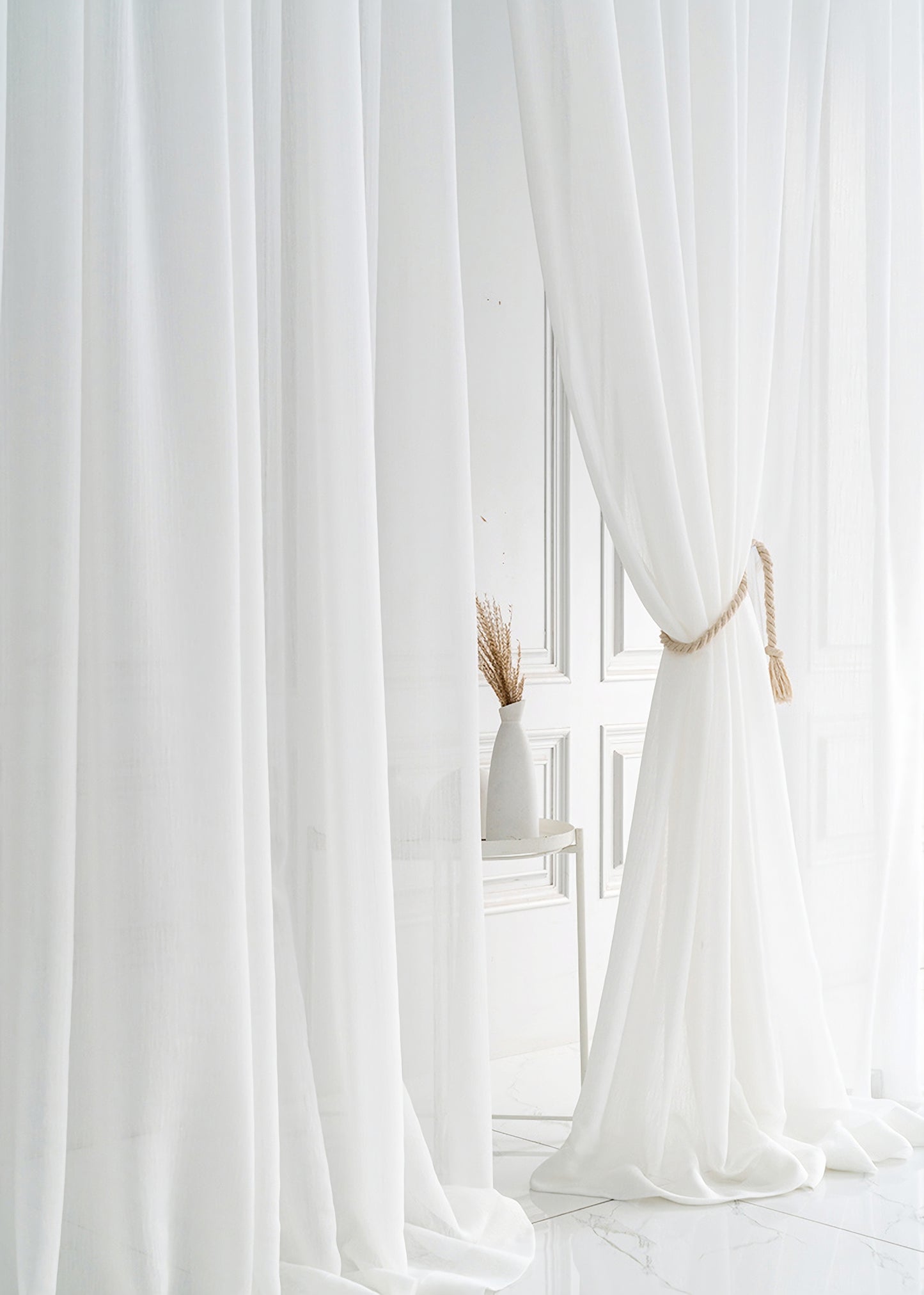 Set of 2 Panels White Soft Sheer curtain Panels, ANY SIZE - Double-layer voile curtain Window Curtains Custom Sheer Curtains Made To Order