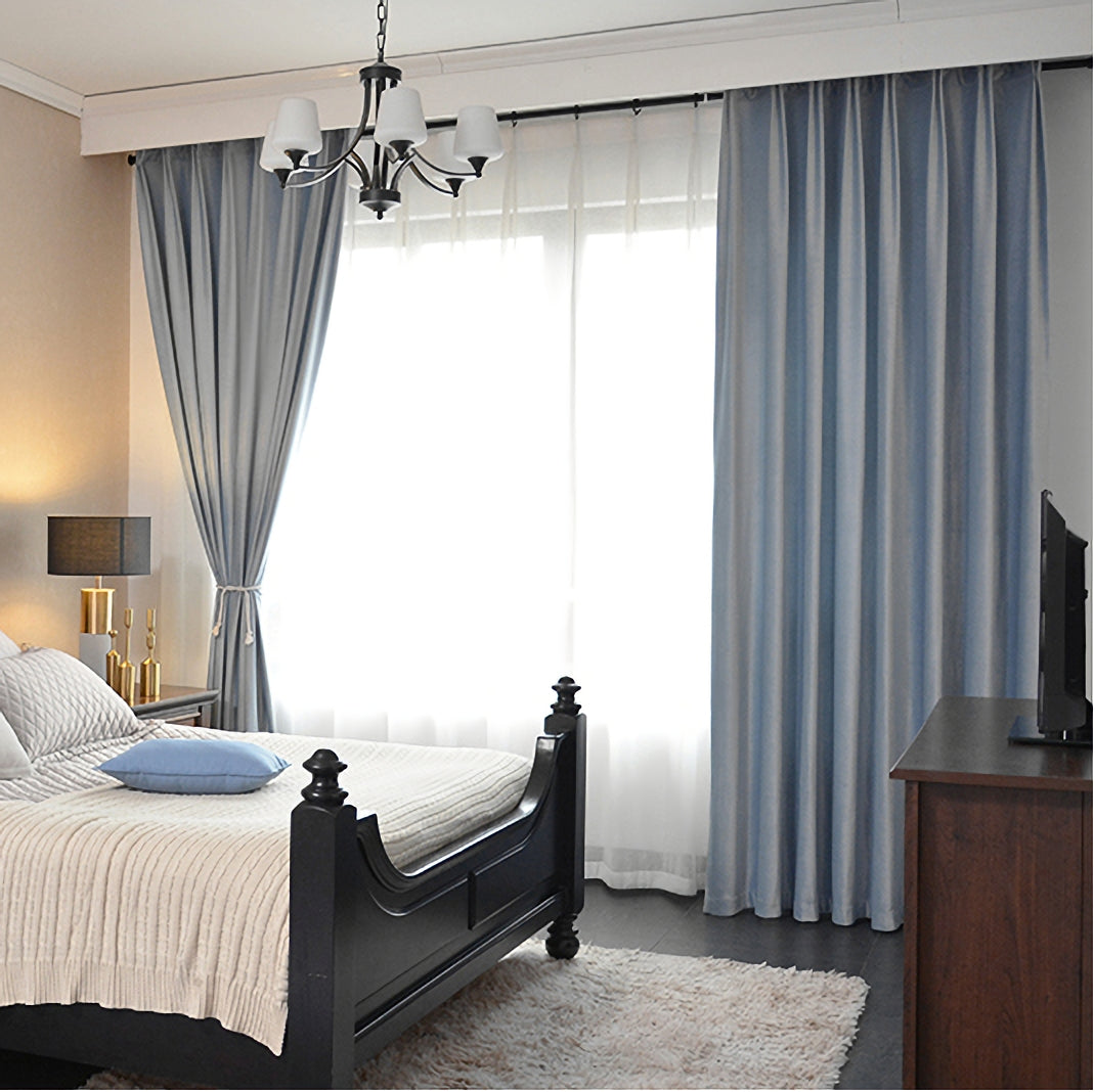 Pair of Baby Blue Velvet Curtains, Light Blue Bedroom Velvet Curtains, Sky blue/Soft Blue Living Room Velvet Curtains, Custom Curtains