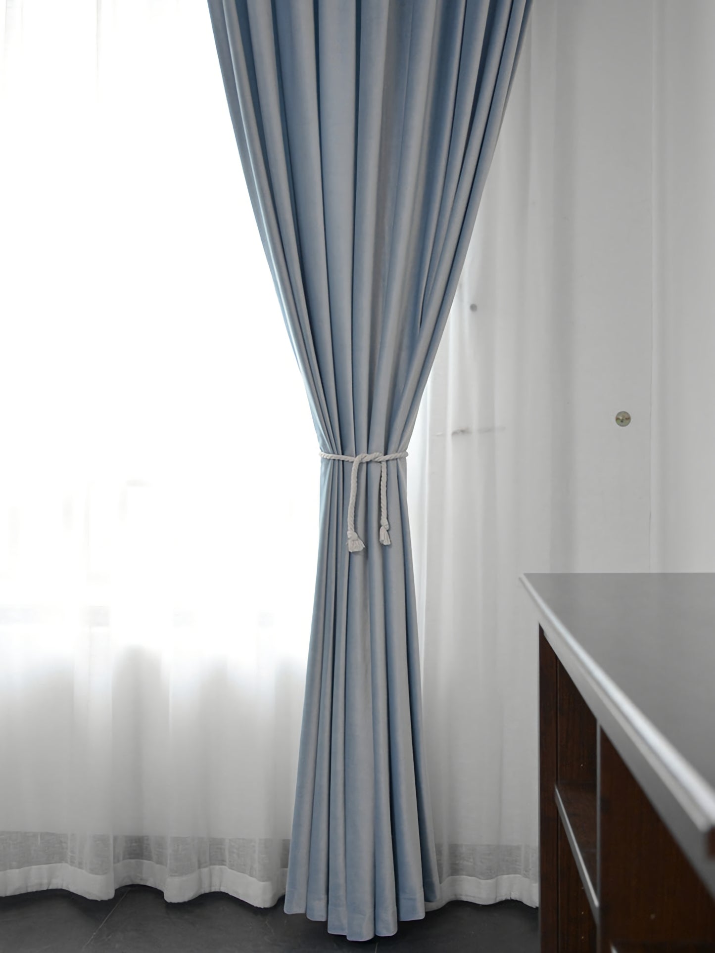 Pair of Baby Blue Velvet Curtains, Light Blue Bedroom Velvet Curtains, Sky blue/Soft Blue Living Room Velvet Curtains, Custom Curtains
