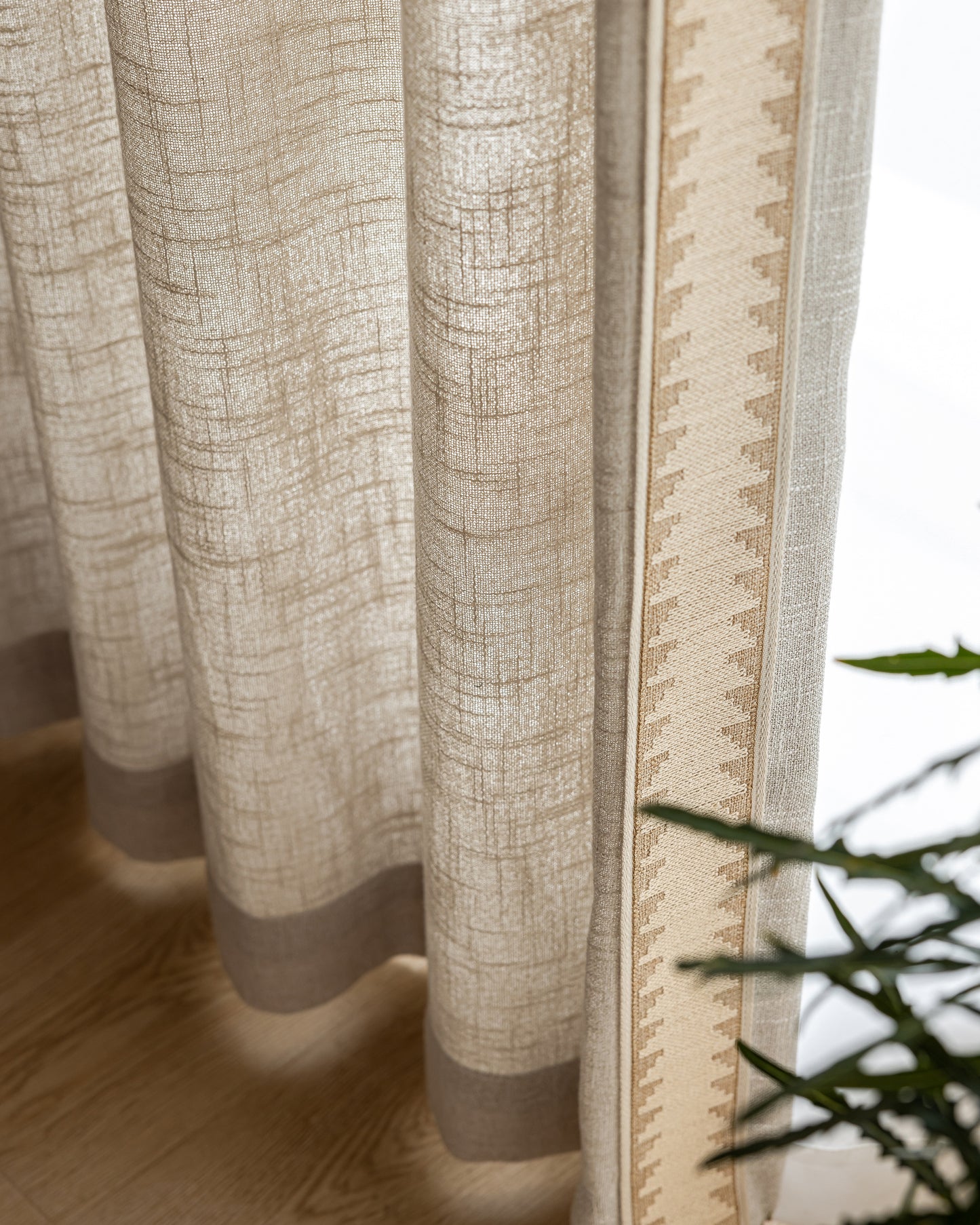 Pair of Oatmeal Decorative curtains drapery panels, Trim custom curtains, Bedroom curtains for living room, Window Curtain Draperies