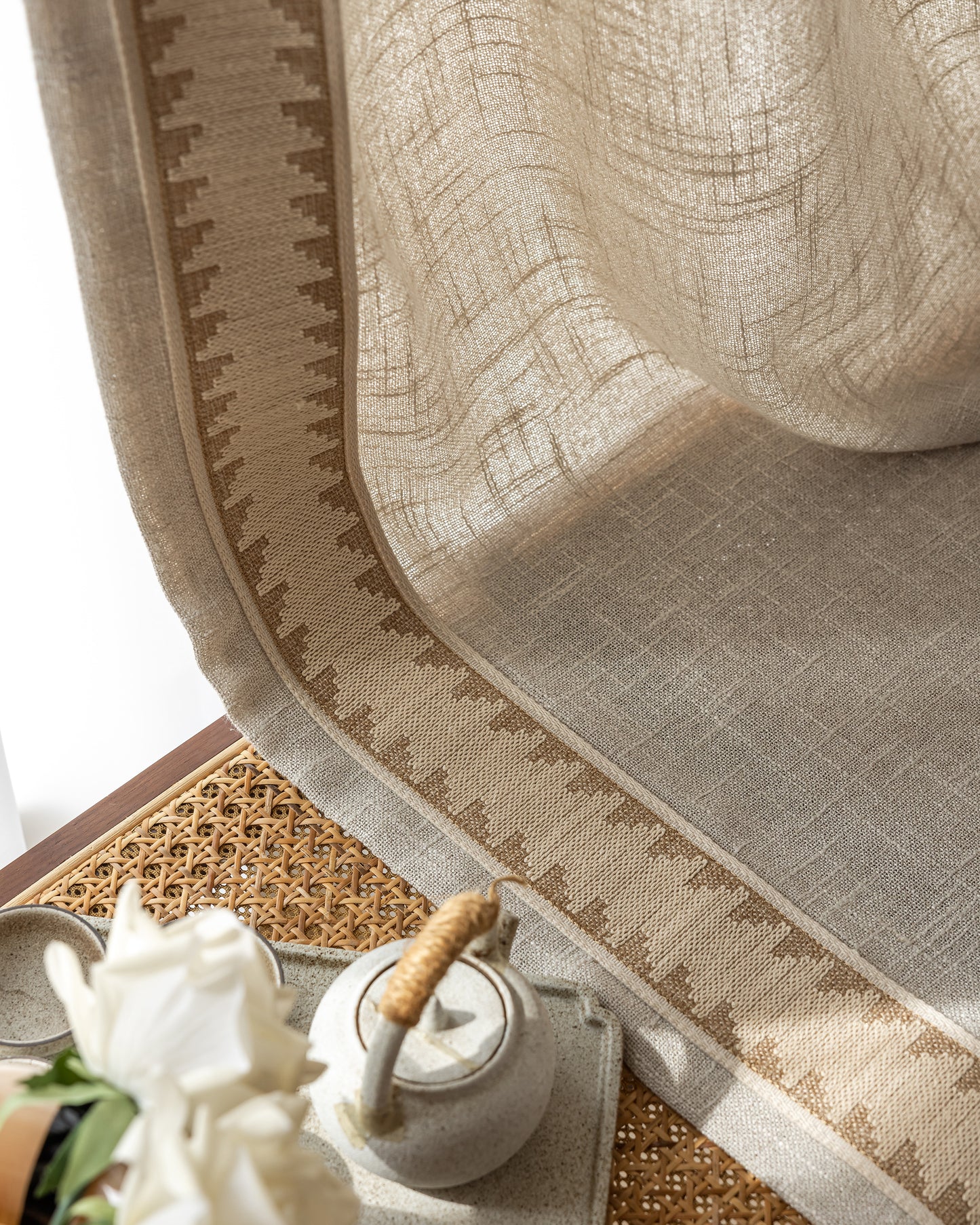 Pair of Oatmeal Decorative curtains drapery panels, Trim custom curtains, Bedroom curtains for living room, Window Curtain Draperies