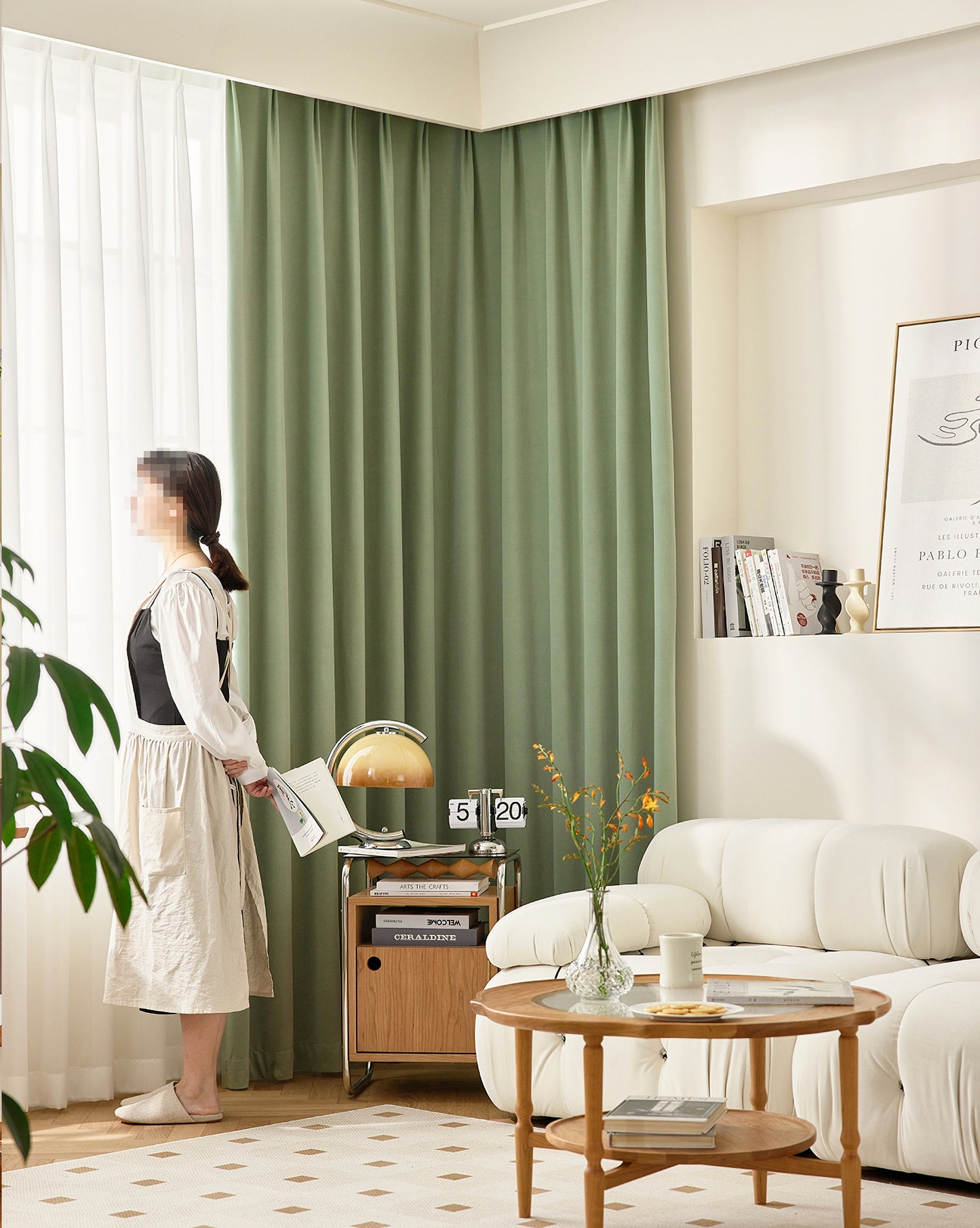 Pair of Tea Green Velvet Curtains, Bedroom Drapes, Living Room Curtains Green Long Velvet Drapery Panels, Custom Curtains