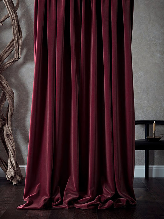 Pair of Wine Velvet Curtains Burgundy, Red Curtain Dark Red, Dark Maroon Living Room Curtain, Bedroom Curtains, Custom Curtains