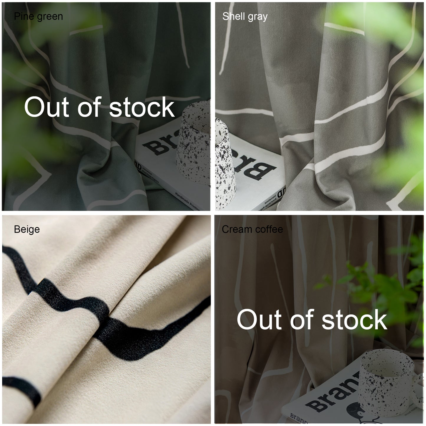 Pair of Irregular Stripe Velvet Curtain Panel Pattern Curtains, Beige Window Curtain, Bedroom curtains for living room, Custom curtains