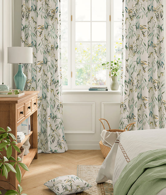 A Pair of  Floral Botanical Curtains, Floral Window Curtain, Meadow Floral Curtains, Bedroom/living room curtains, Custom Curtain Panels