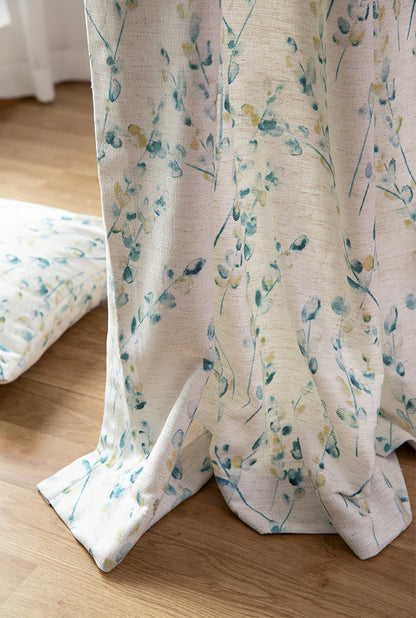 A pair of Panels Floral Botanical Curtains, Blue flower, Pattern Floral Curtains, Bedroom/curtains for living room, Custom Curtain Panels