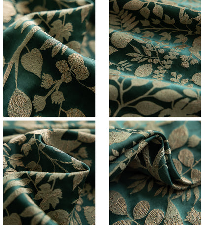 Pair of Emerald /Deep Green Luxury Thread Botanical Floral Embroidery Curtains for Bedroom, Curtains for Living Room Panels, Custom Curtains