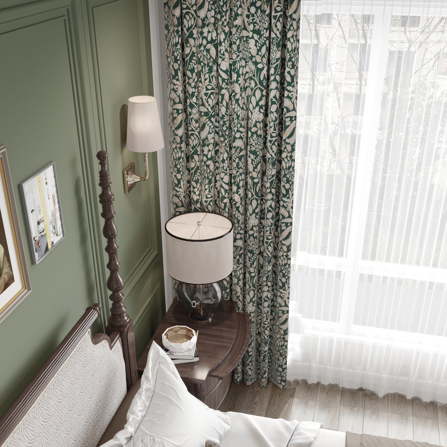 A Pair of Champagne  Luxury Embroidered Botanical Floral Jacquard Curtains Draperies-Bedroom/Curtains for living room-Custom Curtains Panels