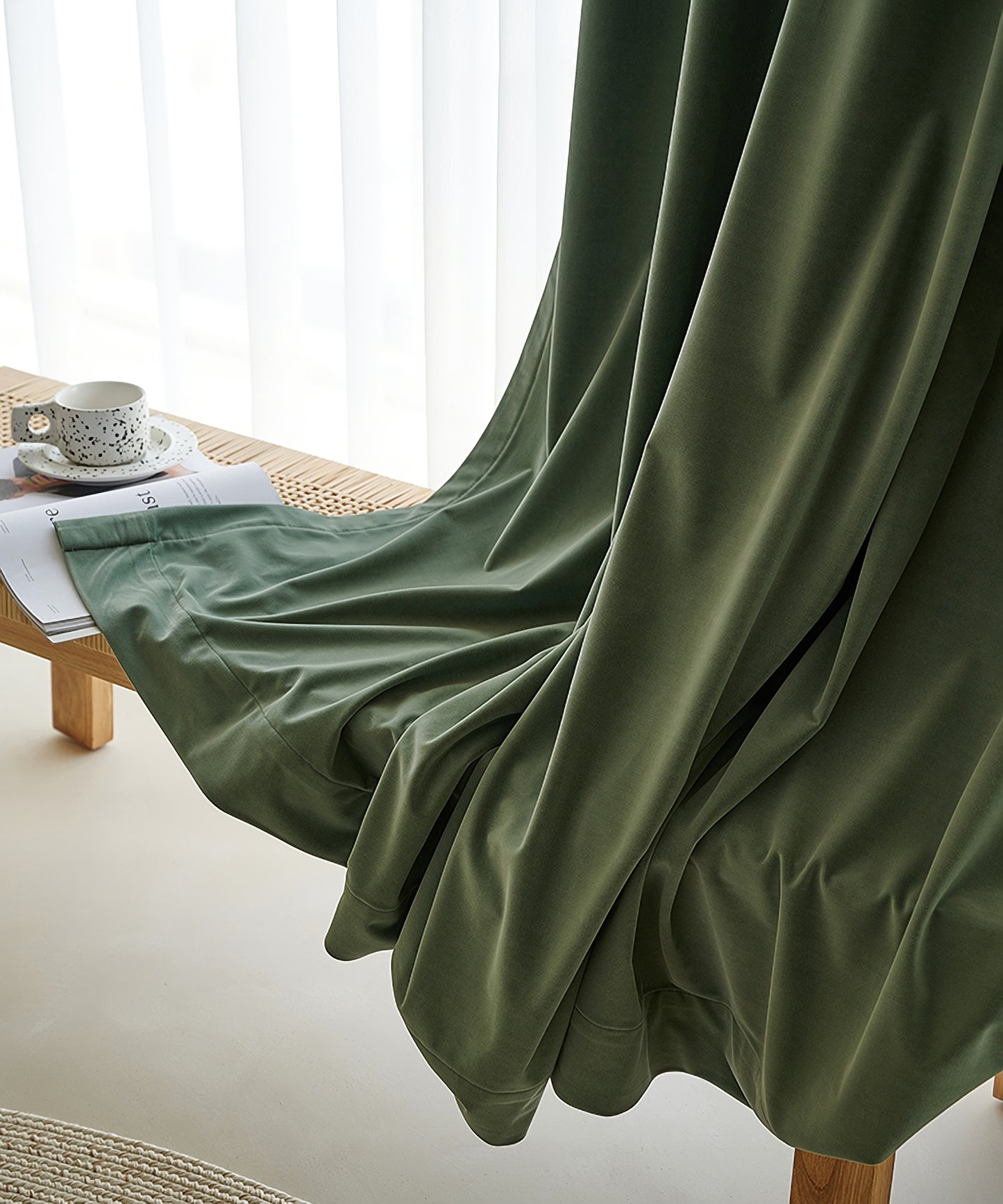 Pair of Luxury Sage Green Velvet Curtains, Bedroom/Living of Room Curtain, Rod pocket Custom drapery Panels Customizable Extra long curtains