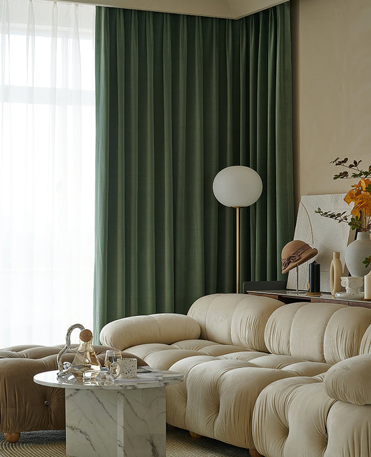 Pair of Luxury Sage Green Velvet Curtains, Bedroom/Living of Room Curtain, Rod pocket Custom drapery Panels Customizable Extra long curtains