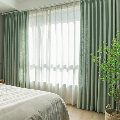 Pair of Heavyweight Mint Green Cotton Blend Curtain Panels, Wave Pleated Drapery Panels, Custom Curtain Drapes, Custom Window Treatments