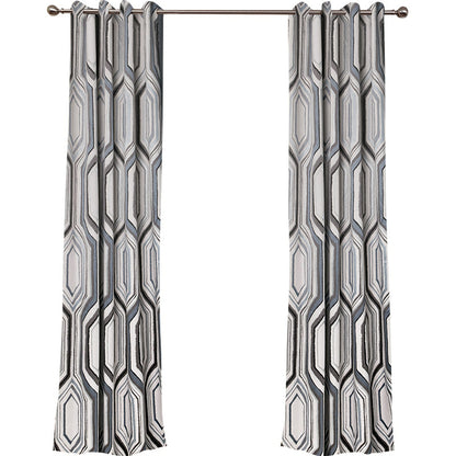 A pair of curtains, custom curtain panels, jacquard geometric pattern curtains, Window Curtain Draperies, Bedroom/curtains for living room