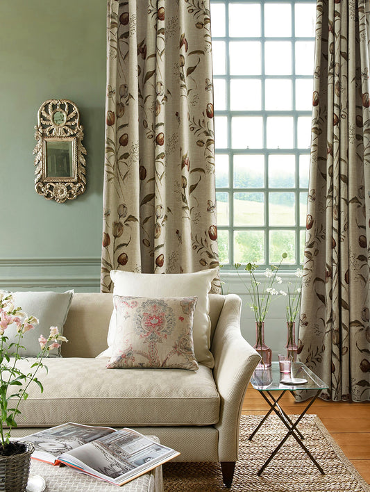 A Pair of Tulip Embroidered Floral Pattern Cotton Blend Bedroom Drapery Panels Curtains for Living Room Farmhouse Window Curtains Custom