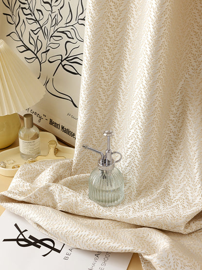 A Pair of Boho Plant Floral Beige/Cream Jacquard Curtains Panel /Window Curtains ,Bedroom Curtains for Living Room, Custom curtains