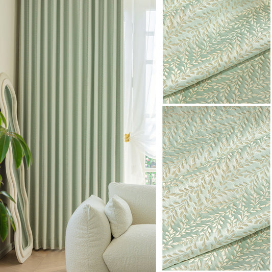 Pair of Boho Plant Floral Sage green Jacquard Curtains Panel Summer Green Window Curtains Bedroom Curtains for Living Room Custom curtains