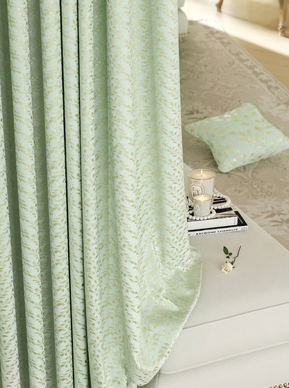 Pair of Boho Plant Floral Sage green Jacquard Curtains Panel Summer Green Window Curtains Bedroom Curtains for Living Room Custom curtains
