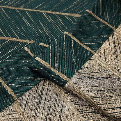 Pair of Emerald/ Dark Green Luxury Gold-line Jacquard Curtains Panels/Stripes, Bedroom/Living room Curtain With Fishbone/Herringbone Pattern