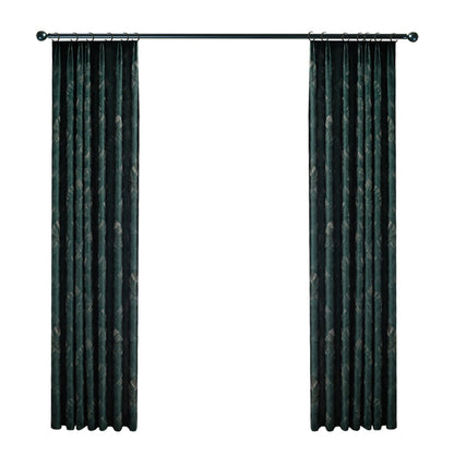 Pair of Luxury Emerald Green Curtains Drapes Bedroom/Living Room Curtains, Floral Plant Golden Jacquard Pattern, Custom Curtains Windows