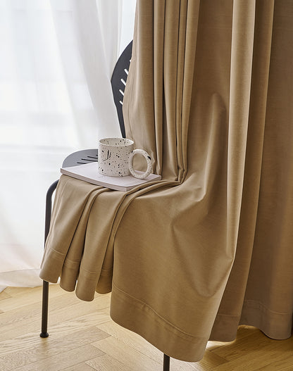 A Pair of Luxury pottery brown Velvet Curtains, Bedroom/ Living of Room Curtain, Back tab/Rod pocket drapery Panels Custom curtains
