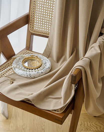 A Pair of Luxury pottery brown Velvet Curtains, Bedroom/ Living of Room Curtain, Back tab/Rod pocket drapery Panels Custom curtains