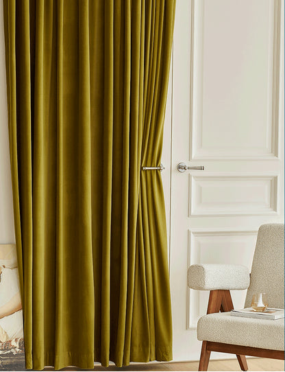 A pair of Heavy/Olive/Moss Green Luxury Velvet Curtains, Window Curtain Panel Drapes, Bedroom/Curtains for living room, Custom Curtain
