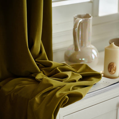 A pair of Heavy/Olive/Moss Green Luxury Velvet Curtains, Window Curtain Panel Drapes, Bedroom/Curtains for living room, Custom Curtain