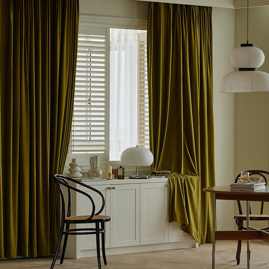 A pair of Heavy/Olive/Moss Green Luxury Velvet Curtains, Window Curtain Panel Drapes, Bedroom/Curtains for living room, Custom Curtain