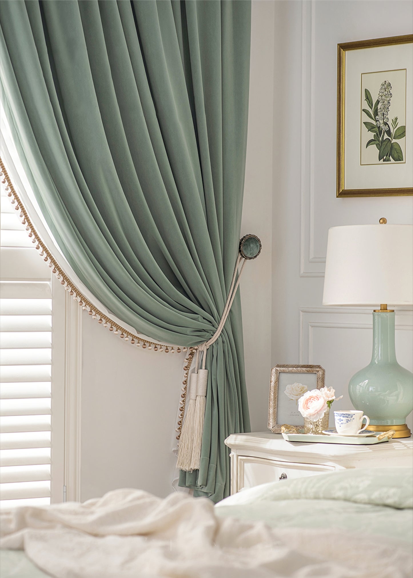 Pair of Mint Green Velvet Curtains, Bedroom Velvet Curtains, Living Room Pepper Mint Green Velvet Curtains, Custom Curtains