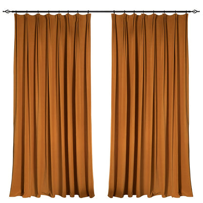 A pair of Heavy/Orange Velvet Curtains, Bedroom/ Living Room Velvet Curtains, Grommet or hook/ring hanging, Customizable extra long curtains