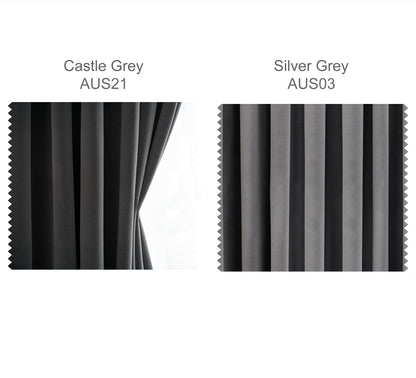 A pair of dark grey/charcoal grey/medium grey Luxury Velvet Curtains,  Window Curtain Panel Drapes, Living/ Bedroom Curtains, Custom Curtain
