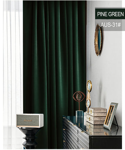 A pair of Forest /Emerald Green Luxury Velvet Curtains, Window Curtain Panel Drapes,  Bedroom/Curtains for living room, Custom Curtain