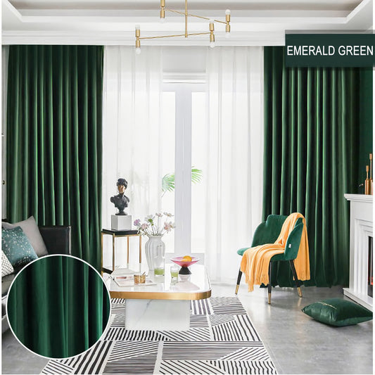 A pair of Heavy/Emerald Green Luxury Velvet Curtains, Window Curtain Panel Drapes,  Bedroom/Curtains for living room, Custom Curtain